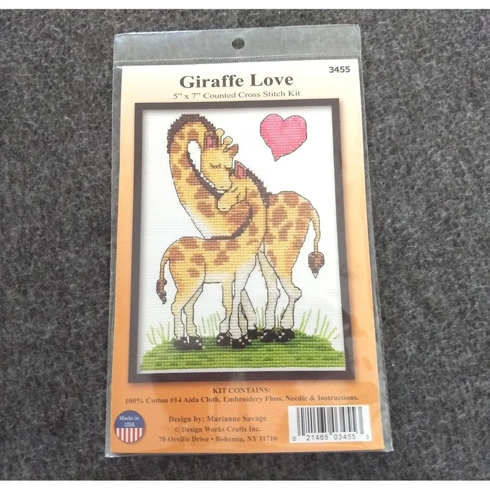 Design Works Crafts Counted Cross Stick Kit Giraffe Love #3455 USA 5